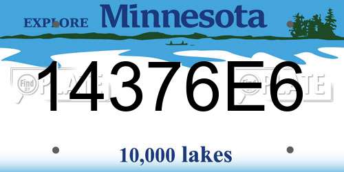 14376E6 Minnesota License Plate