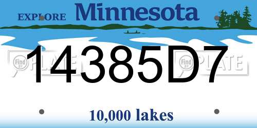 14385D7 Minnesota License Plate