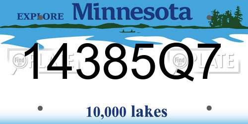 14385Q7 Minnesota License Plate