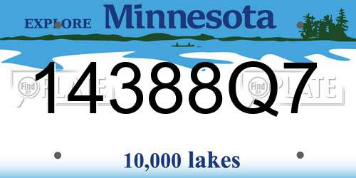 14388Q7 Minnesota License Plate