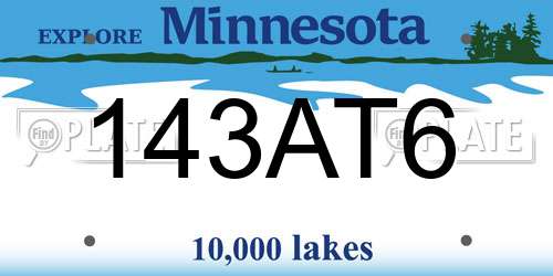 143AT6 Minnesota License Plate