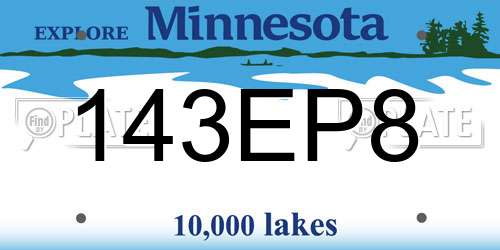 143EP8 Minnesota License Plate