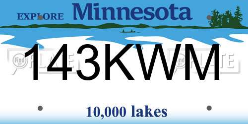 143KWM Minnesota License Plate