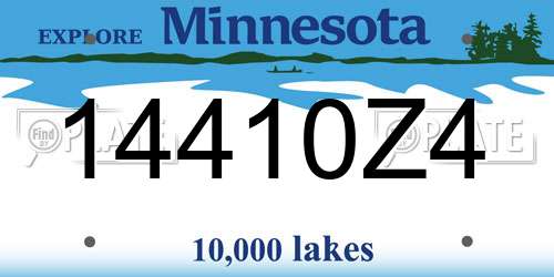 14410Z4 Minnesota License Plate
