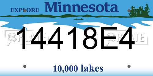 14418E4 Minnesota License Plate