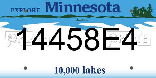 14458E4 Minnesota License Plate