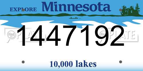 1447192 Minnesota License Plate