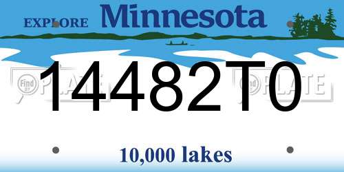 14482T0 Minnesota License Plate