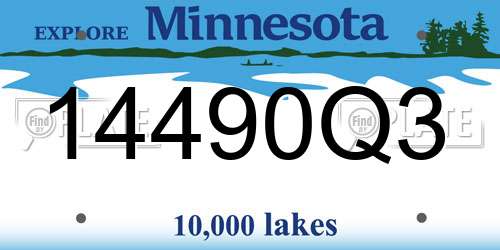 14490Q3 Minnesota License Plate