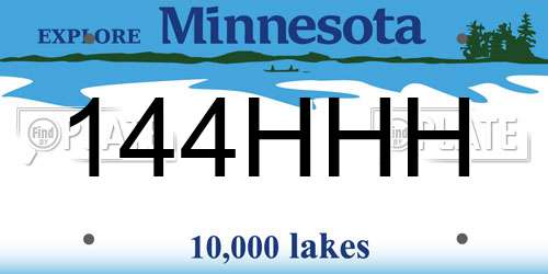 144HHH Minnesota License Plate