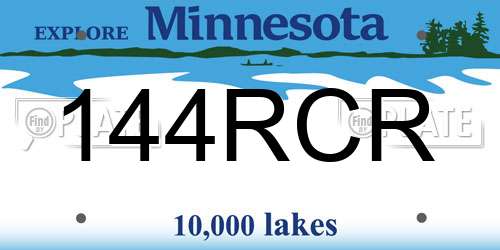 144RCR Minnesota License Plate