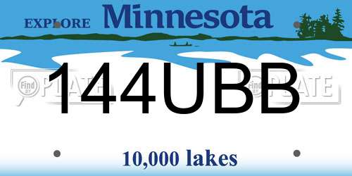 144UBB Minnesota License Plate