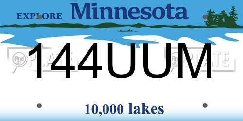 144UUM Minnesota License Plate