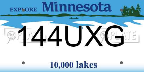 144UXG Minnesota License Plate