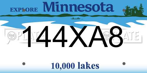 144XA8 Minnesota License Plate