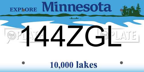 144ZGL Minnesota License Plate