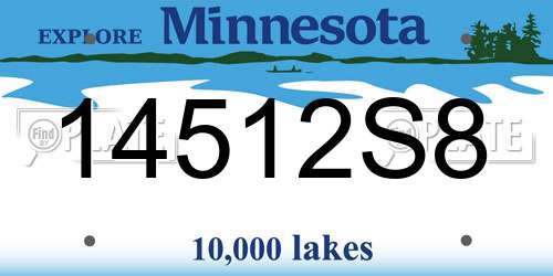 14512S8 Minnesota License Plate