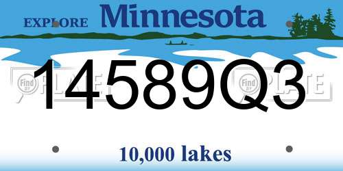 14589Q3 Minnesota License Plate