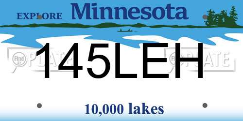 145LEH Minnesota License Plate