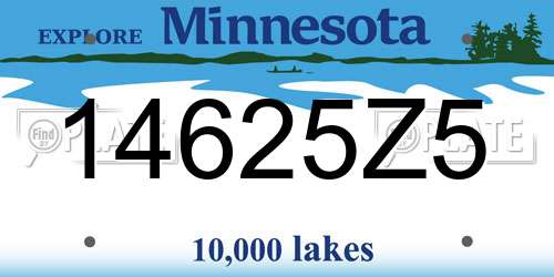 14625Z5 Minnesota License Plate