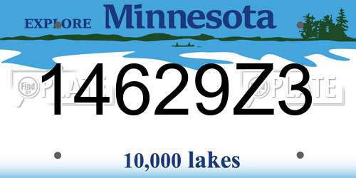 14629Z3 Minnesota License Plate