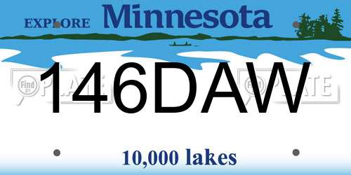 146DAW Minnesota License Plate