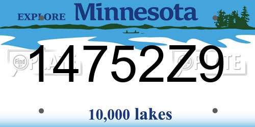 14752Z9 Minnesota License Plate