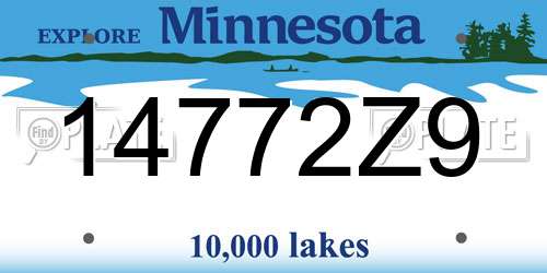 14772Z9 Minnesota License Plate