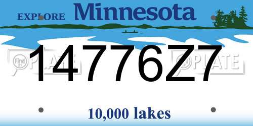 14776Z7 Minnesota License Plate