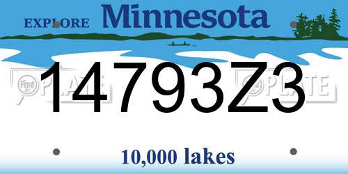 14793Z3 Minnesota License Plate