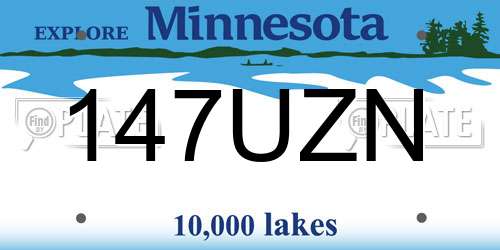 147UZN Minnesota License Plate