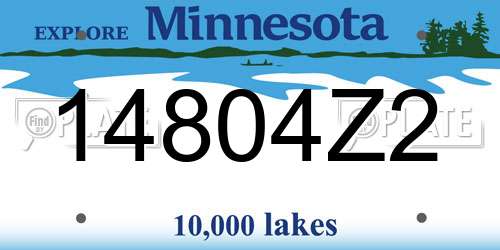 14804Z2 Minnesota License Plate