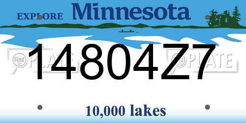 14804Z7 Minnesota License Plate