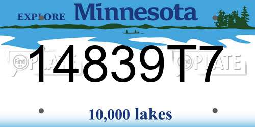 14839T7 Minnesota License Plate