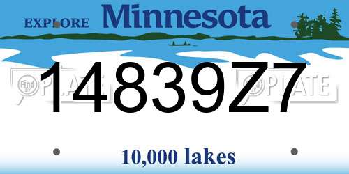 14839Z7 Minnesota License Plate