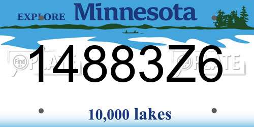 14883Z6 Minnesota License Plate