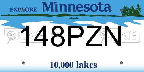 148PZN Minnesota License Plate