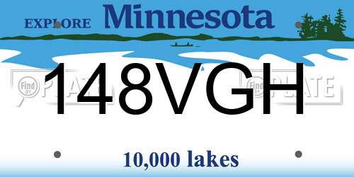 148VGH Minnesota License Plate