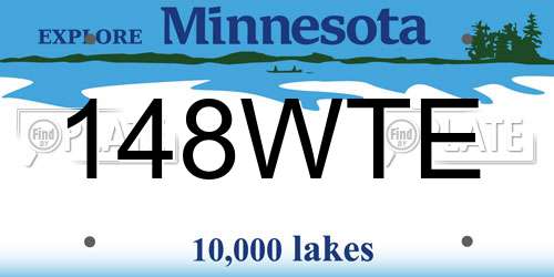 148WTE Minnesota License Plate