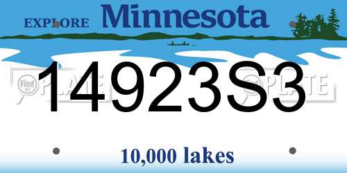 14923S3 Minnesota License Plate