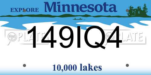 149IQ4 Minnesota License Plate