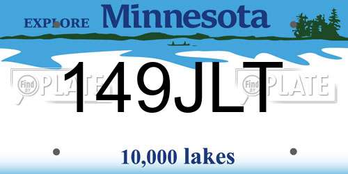 149JLT Minnesota License Plate