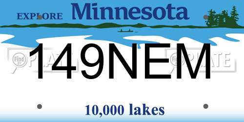 149NEM Minnesota License Plate
