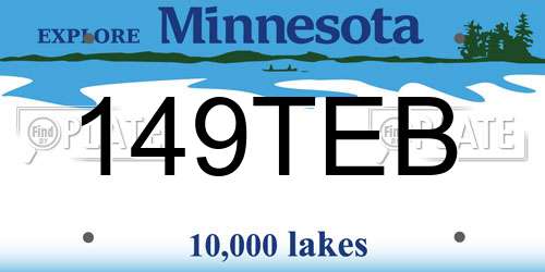 149TEB Minnesota License Plate