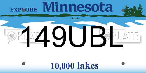 149UBL Minnesota License Plate