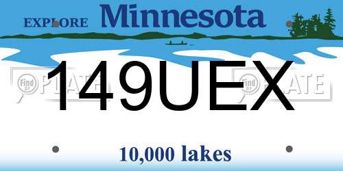 149UEX Minnesota License Plate
