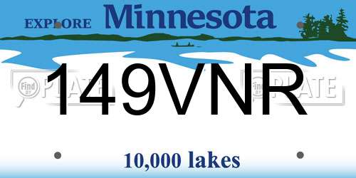 149VNR Minnesota License Plate