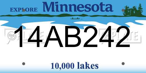 14AB242 Minnesota License Plate