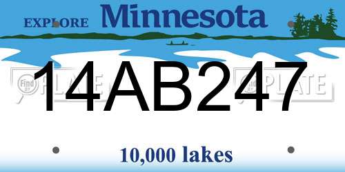14AB247 Minnesota License Plate