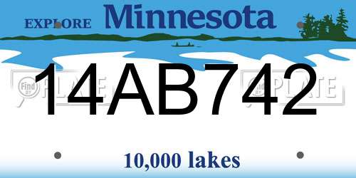 14AB742 Minnesota License Plate